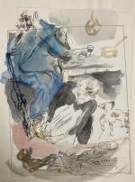 Jean LAUNOIS (1898-1942)
Femme de chambre cirant des chaussures
Dessin, encre et...