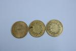 3 pièces en or de 10 francs 1856 / 1859...