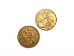 Deux pièces or, Souverain, Victoria, 1888 et 1895
Lot conservé en...