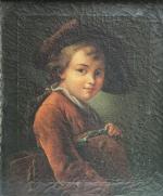 ECOLE FRANCAISE de la fin du XVIIIème
Portrait d'enfant au carton...