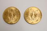 Deux pièces en or 50 pesos 1947 - 83,2 g