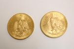 Deux pièces en or 50 pesos 1947 - 83,2 g