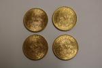 4 pièces de 20 dollars en or 1897 / 1904...