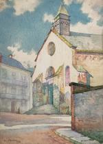 Charles Clément PERRON (1893-1958)
Eglise Saint Blaise, 1924. 
Aquarelle signée et...