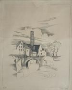 Jean A. Joseph Morin dit MORIN-JEAN (1877-1940)
Paysage au pont 
Estampe...