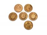 6 PIECES 10 francs or 1856 1857 1859x2 1890 1907
Vendu...
