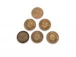 6 PIECES 10 francs or 1855 1858 1865 18671868 1910
Vendu...
