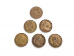 6 PIECES 10 francs or 1855 1858 1865 18671868 1910
Vendu...