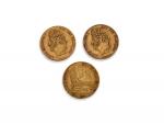 3 PIECES or de 20 francs 1815 A, 1859 x2
Vendu...
