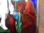 LIMOGES : Vierge à l'Enfant. Plaque rectangulaire en émail peint...