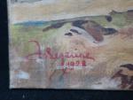 LEJEUNE (XIX'-XX's). Le lac Léman animé. Huile sur toile, signée...