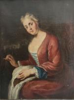 ECOLE FRANCAISE du XVIIIème
Portrait de dame à la couture
Huile sur...