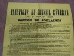 Affiche élections au conseil général du 1er aout 1886. Canton...