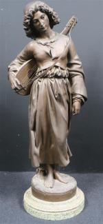 FALGUIERE Alexandre (1831-1900) : Mignon. Bronze patiné, signé et titré....