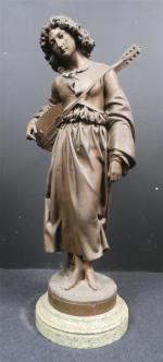 FALGUIERE Alexandre (1831-1900) : Mignon. Bronze patiné, signé et titré....