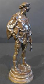 PICAULT Emile-Louis (1833-1915) : Escholier du 14ème siècle. Bronze patiné,...