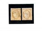France n°36 (bistre-jaune) + n°36a (bistre-brun), les deux timbres oblitérés...