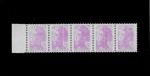 France n°2242 bande de 5 timbres avec impression dépouillée, neufs...