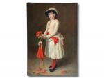 ECOLE fin XIXème
Portrait d'une élégante au parapluie rouge
Huile sur toile...