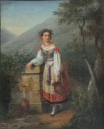 Athalie Josephine M. DU FAGET (1811-?)
Jeune femme puisant de l'eau
Huile...
