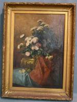 Alexandre DEFAUX (1826-1900)
Le vase fleuri,1871
Huile sur toile signée et datée...