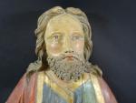 Christ bénissant. Haut-relief en bois sculpté et peint, ép. XIX's....