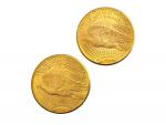 2 pièces de 20 dollars amércaines en or, 1927