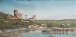 Alessandro LUZZI (fin XIXème)
Paysage aux pêcheurs à la barque, 1880....