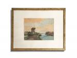 Adriaan Christian W. TERHELL [hollandais] (1863-1949)
Paysage fluvial au moulin
Aquarelle signée...