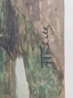 Adriaan Christian W. TERHELL [hollandais] (1863-1949)
Paysage fluvial au moulin
Aquarelle signée...