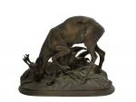 d'après Pierre-Jules MÈNE (1810-1879)
Cerf
Bronze patiné, signé
H.: 18 cm L.: 24...