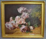 Georges JEANNIN (1841-1925)
Bouquet de roses
Huile sur toile signée en bas...