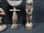 GHANA - Lot de 2 statuettes Ashanti en bois sculpté,...