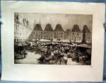 Maurice Louis E. ROLLET (1902-?) 
La place du marché
Estampe signée...