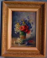 G. CORBIER (1869-1945)
Bouquets de fleurs 
Huile sur panneau signée en...