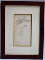 Maurice Georges PONCELET (1897-1978)
Profil d'homme au chapeau, caricature
Dessin cachet d'atelier...