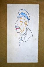 Maurice Georges PONCELET (1897-1978)
Marin, tête d'homme, caricature
Dessin cachet d'atelier en...
