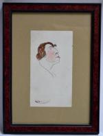 Maurice Georges PONCELET (1898-1978)
Profil de dame, caricature
Dessin cachet d'atelier en...