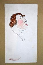 Maurice Georges PONCELET (1898-1978)
Profil de dame, caricature
Dessin cachet d'atelier en...