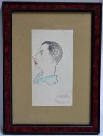 Maurice Georges PONCELET (1898-1978)
Profil d'homme au col bleu, caricature
Dessin cachet...