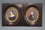 H. BRUNET
Portrait d'homme, portrait de femme, 1840
Paire de miniatures ovales...