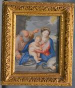 ECOLE FRANCAISE vers 1700
Vierge à l'enfant avec Saint Joseph
Gouache sur...