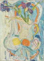 Jacques TRUPHEMUS (1922-2017). "Pichet et fruits". Huile sur toile. 35...