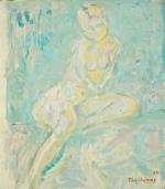 Jacques TRUPHEMUS (1922-2017). "Femme nue assise", 1960. Huile sur panneau,...