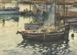 Eugène VILLON (1879-1951)
Sardiniers dans le port, 1936. 
Aquarelle signée et...