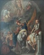 ECOLE FRANCAISE du XVIIIème
Saint Martin partageant son manteau
Huile sur toile
75...