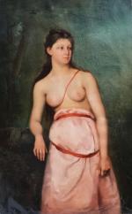 Jules Elie DELAUNAY (1828-1891)
Portrait de dame 
Huile sur toile signée...