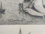 Jean CORABOEUF (1870-1947)
Nantes, l'île Feydeau, 1917. 
Estampe signée en bas...
