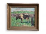 Florent MENET (1872-1942)
Femme à la vache
Huile sur toile contrecollée sur...