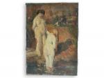 Florent MENET (1872-1942)
Nues au bain
Huile sur toile signée en bas...